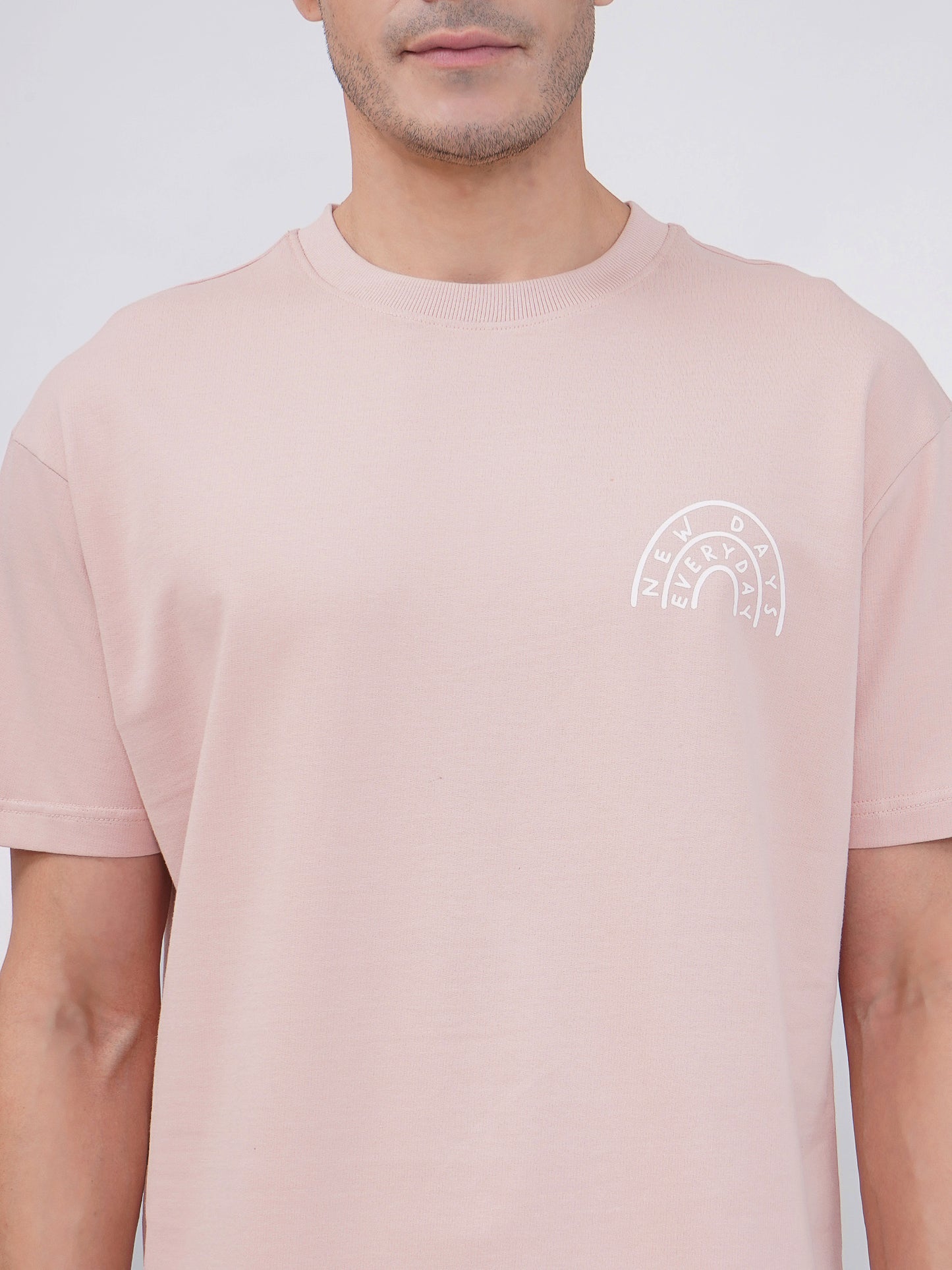 Dusty Pink Men’s Oversized Everyday Graphic T-Shirt – KMOT009