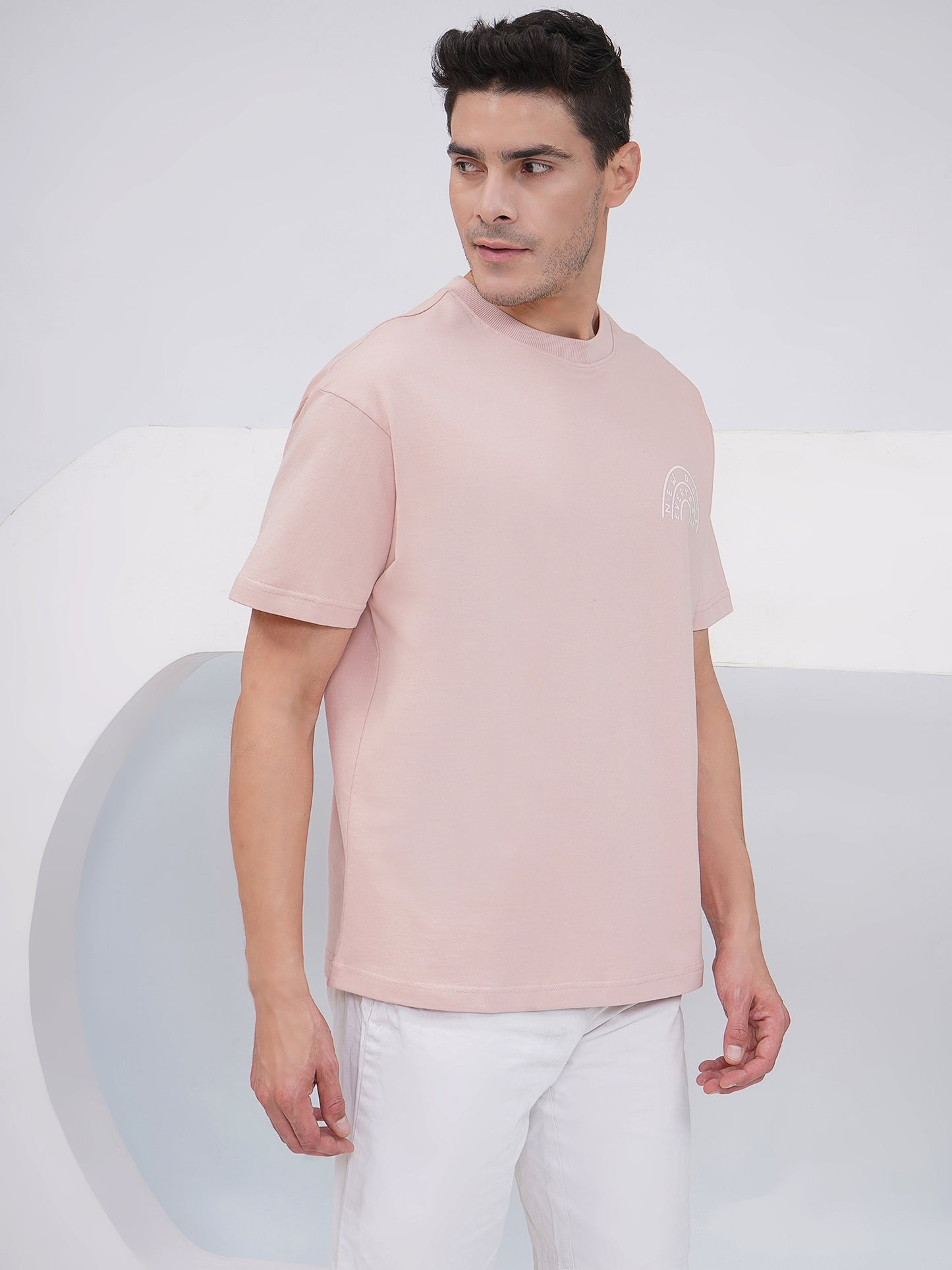 Dusty Pink Men’s Oversized Everyday Graphic T-Shirt – KMOT009