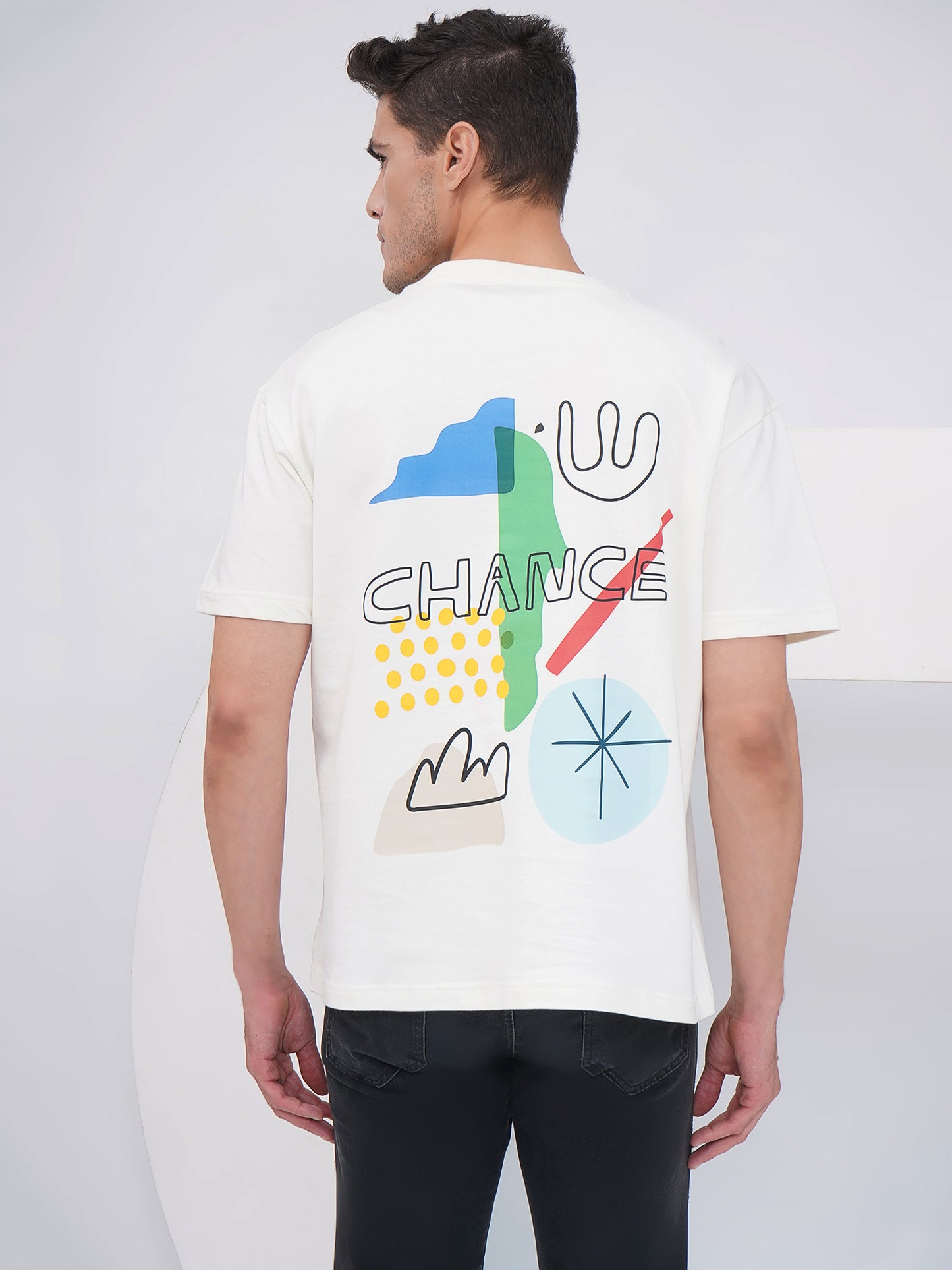 Chance Abstract Graphic Oversized T Shirt- KMOT006