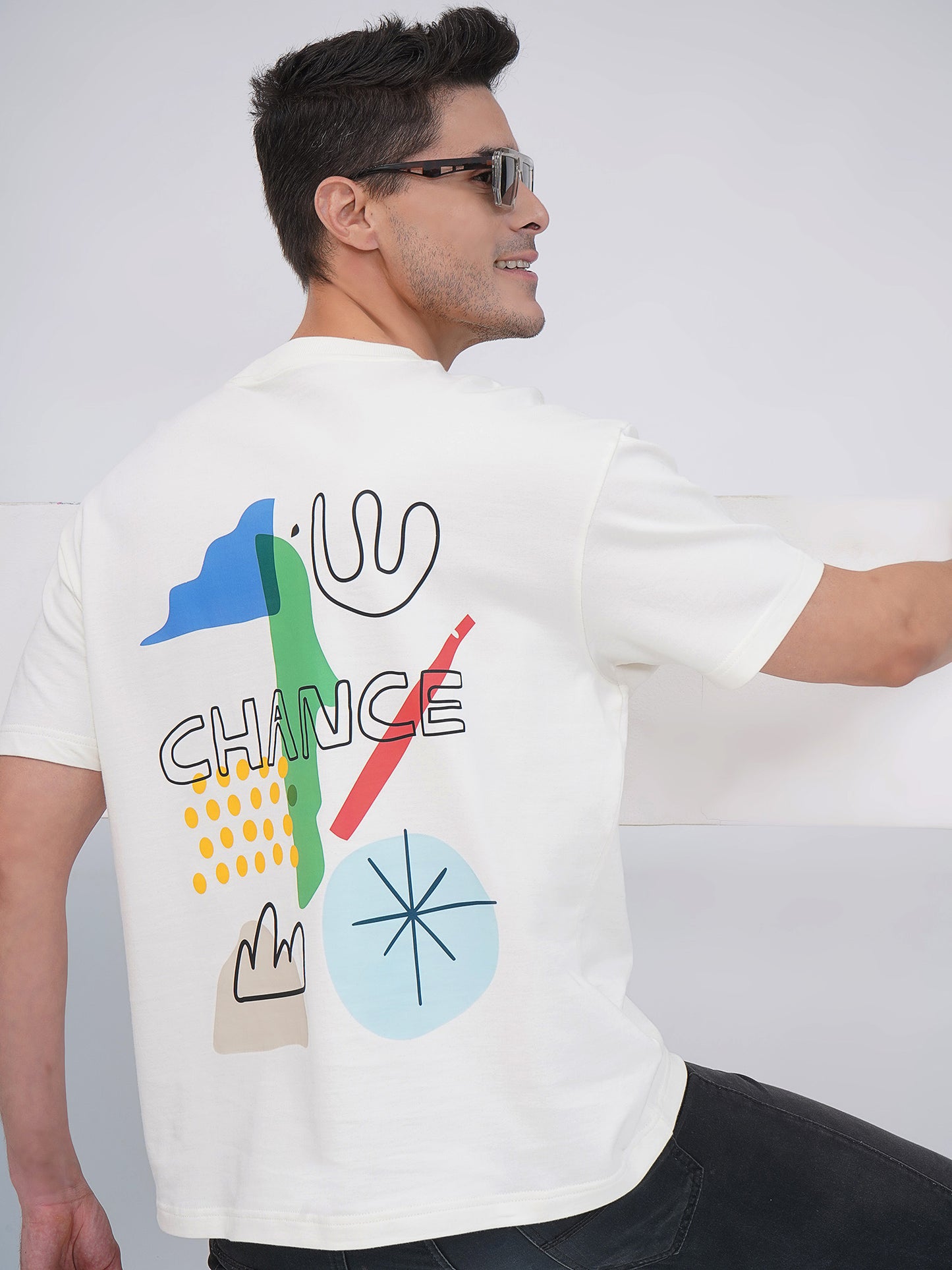 Chance Abstract Graphic Oversized T Shirt- KMOT006