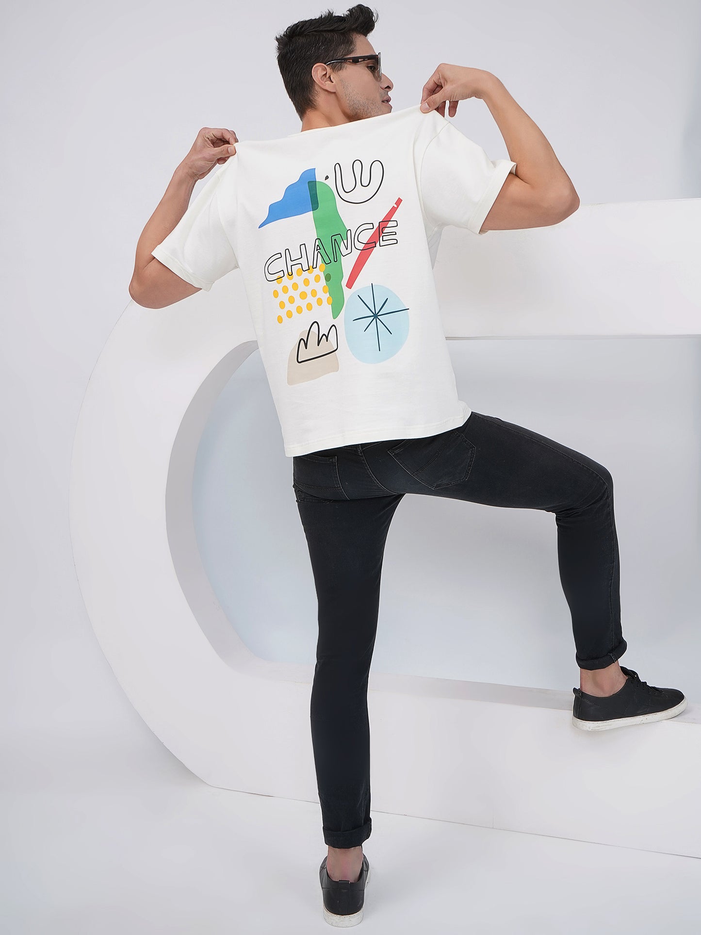 Chance Abstract Graphic Oversized T Shirt- KMOT006