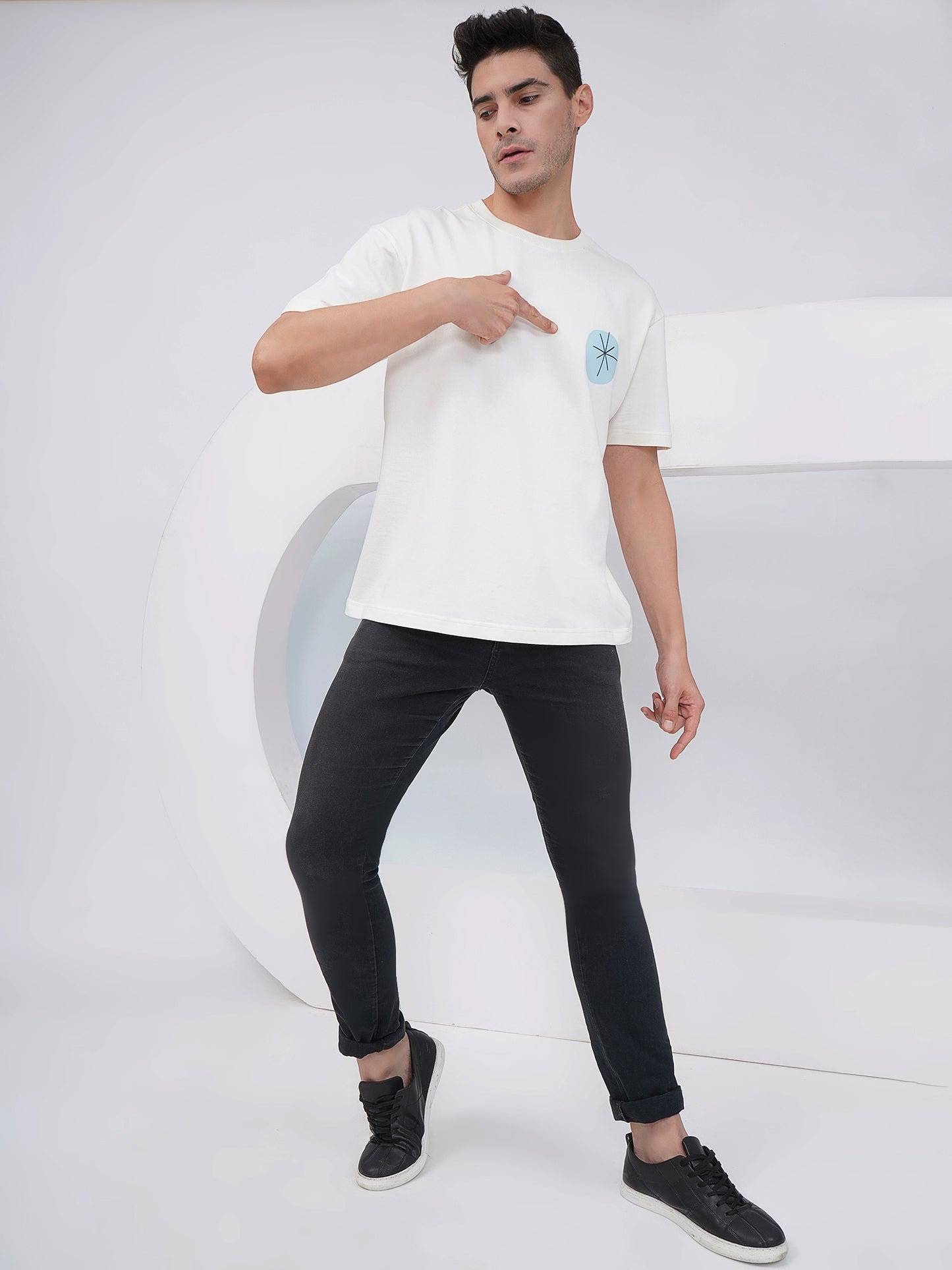 Chance Abstract Graphic Oversized T Shirt- KMOT006