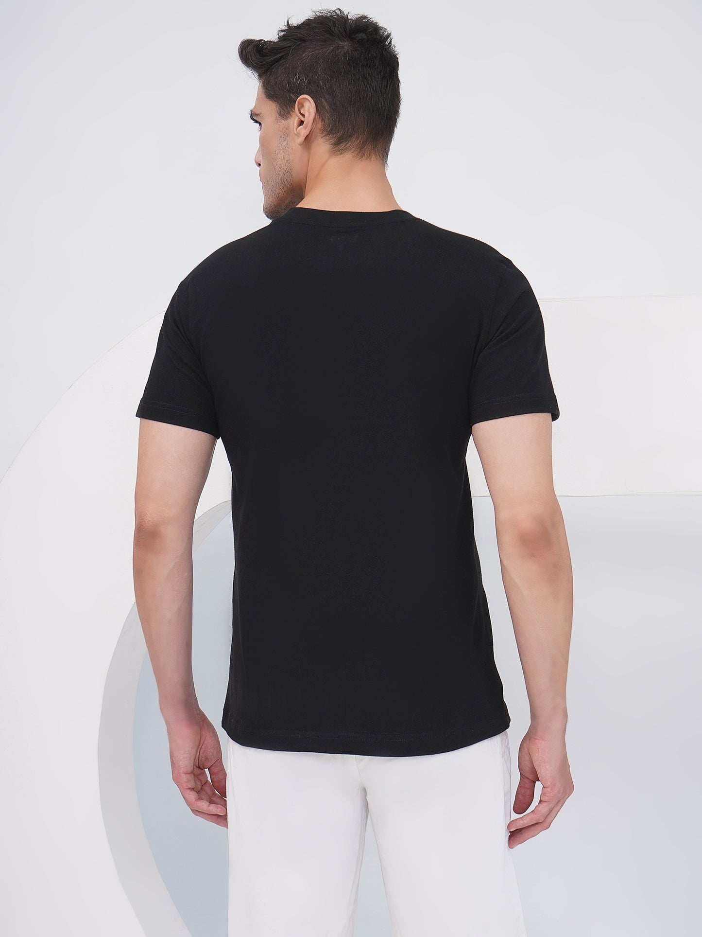 Men's Black Regular Fit Graphic T-Shirt - KMRT001