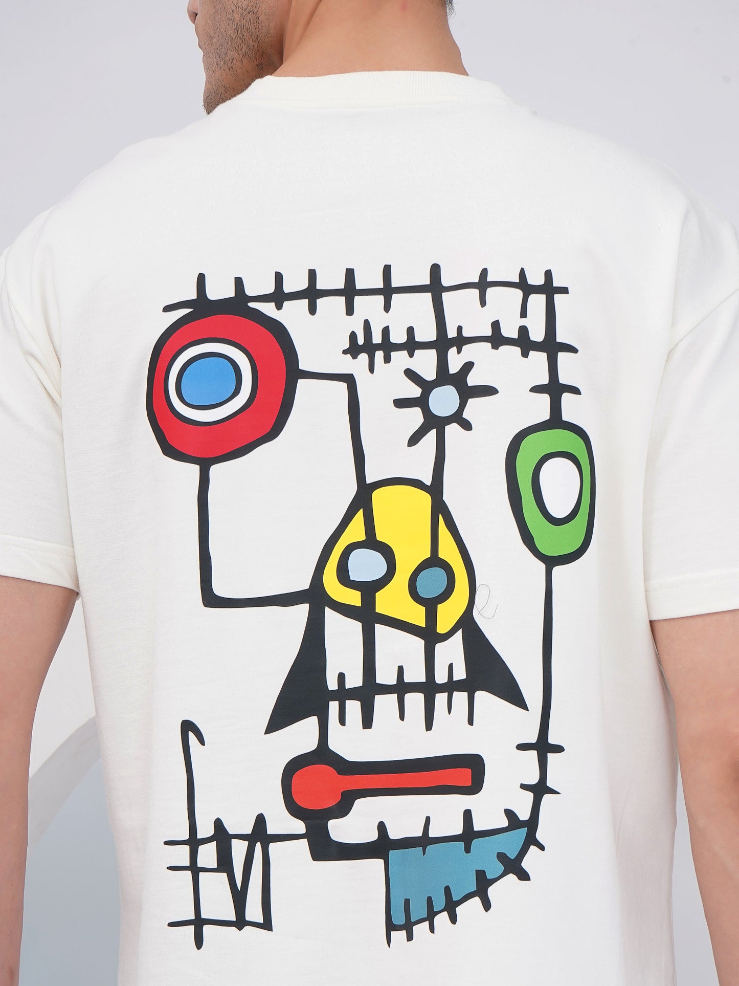 Off White Men’s Oversized Graphic Back Print T-Shirt- KMOT005
