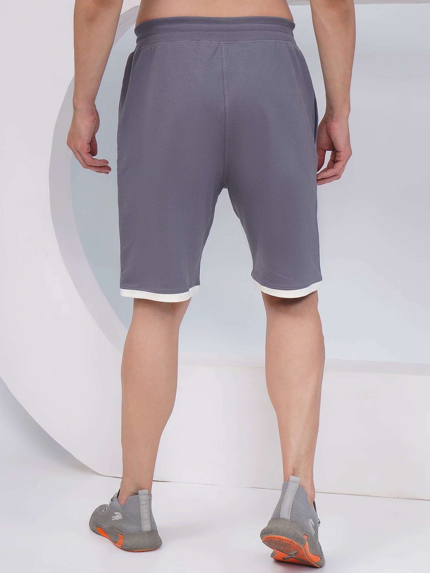 Slate Grey Men's Contrast Hem Cotton Shorts – KMSH002