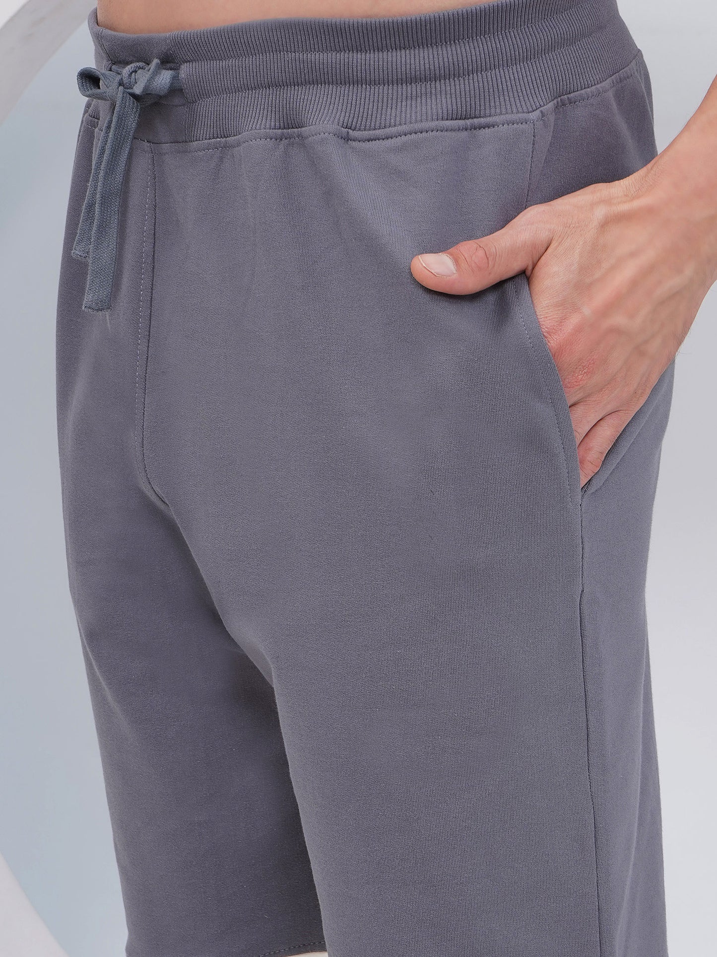 Slate Grey Men's Contrast Hem Cotton Shorts – KMSH002