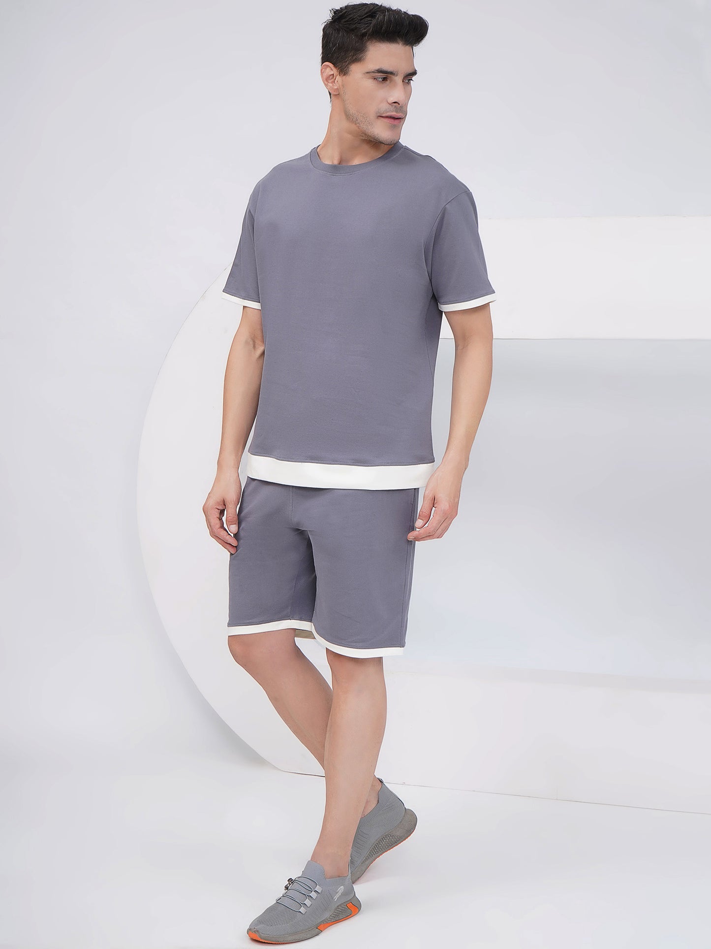 Men’s Slate Grey Contrast Trim Co-Ord Set - KMCS002