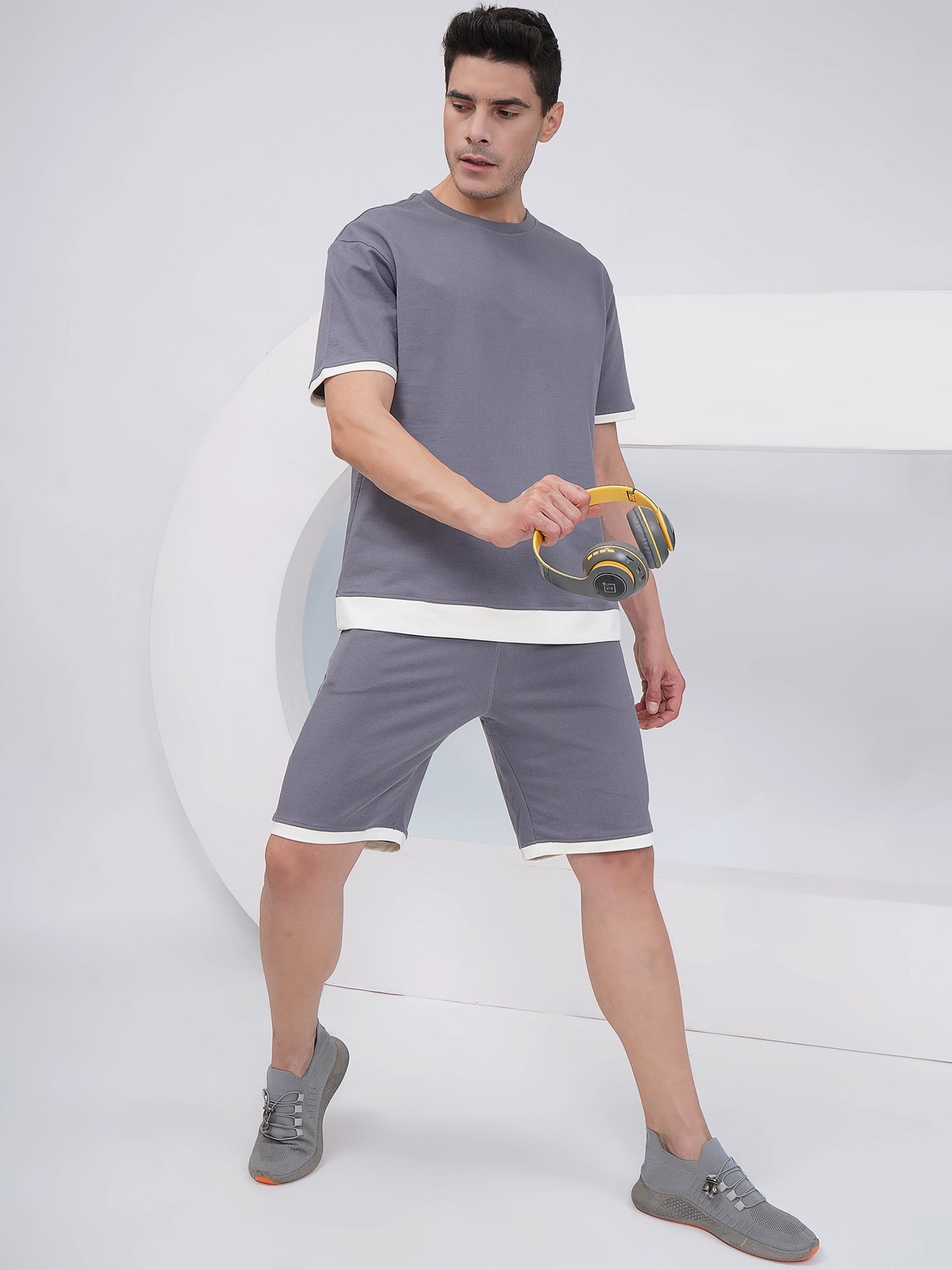 Men’s Slate Grey Contrast Trim Co-Ord Set - KMCS002