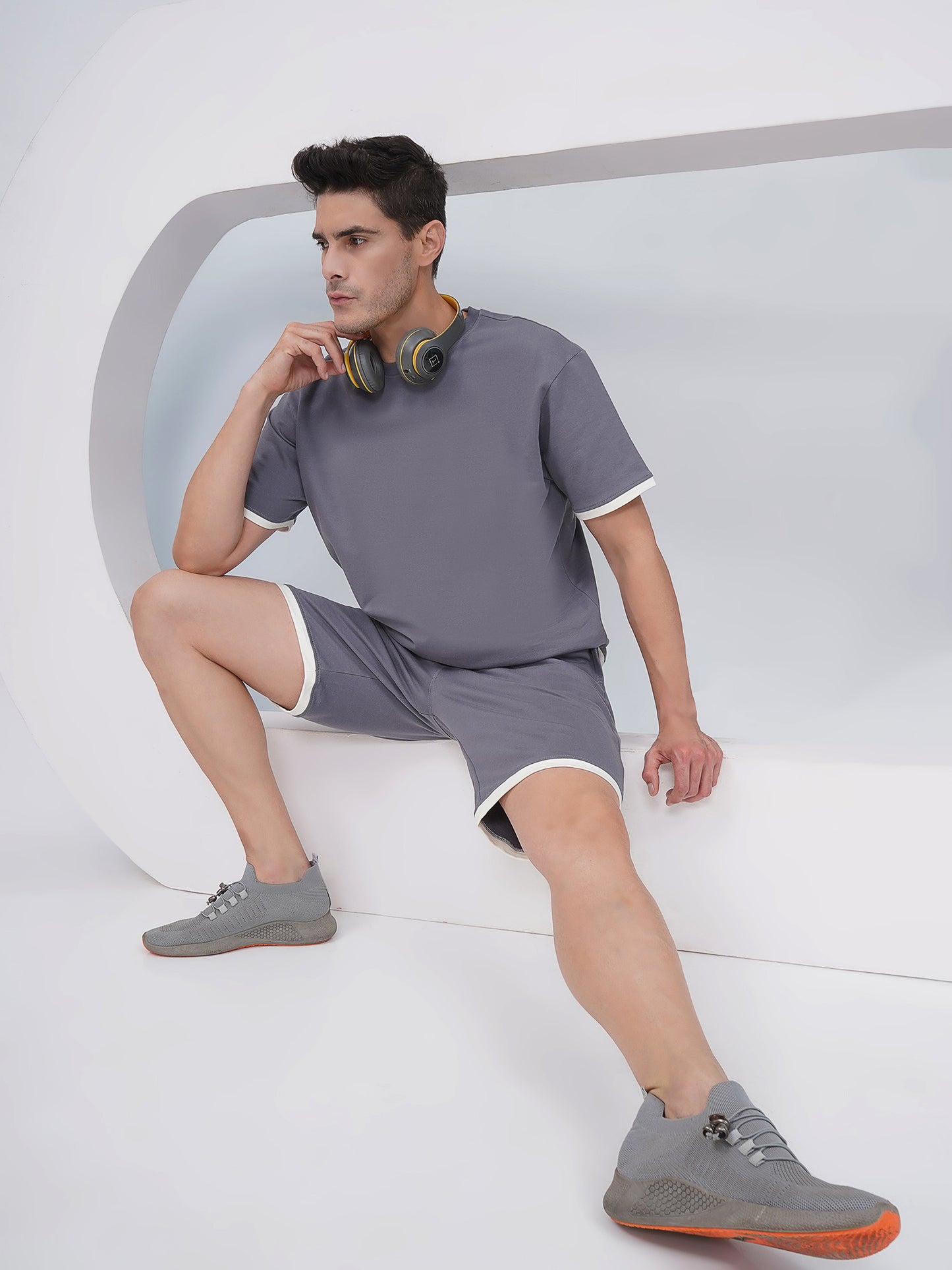 Men’s Slate Grey Contrast Trim Co-Ord Set - KMCS002