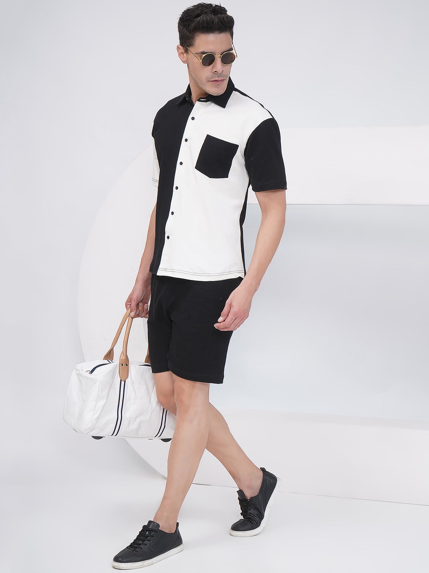 Jet Black Men's Cotton Knit Shorts-KMSH001