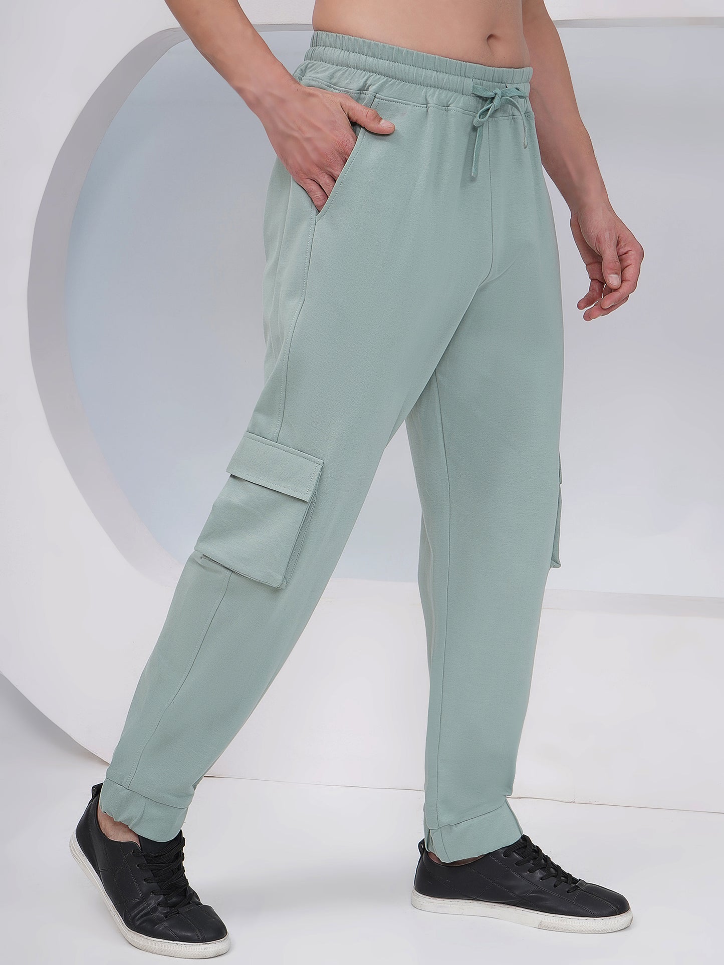 Sage Green Cargo Joggers-KML001