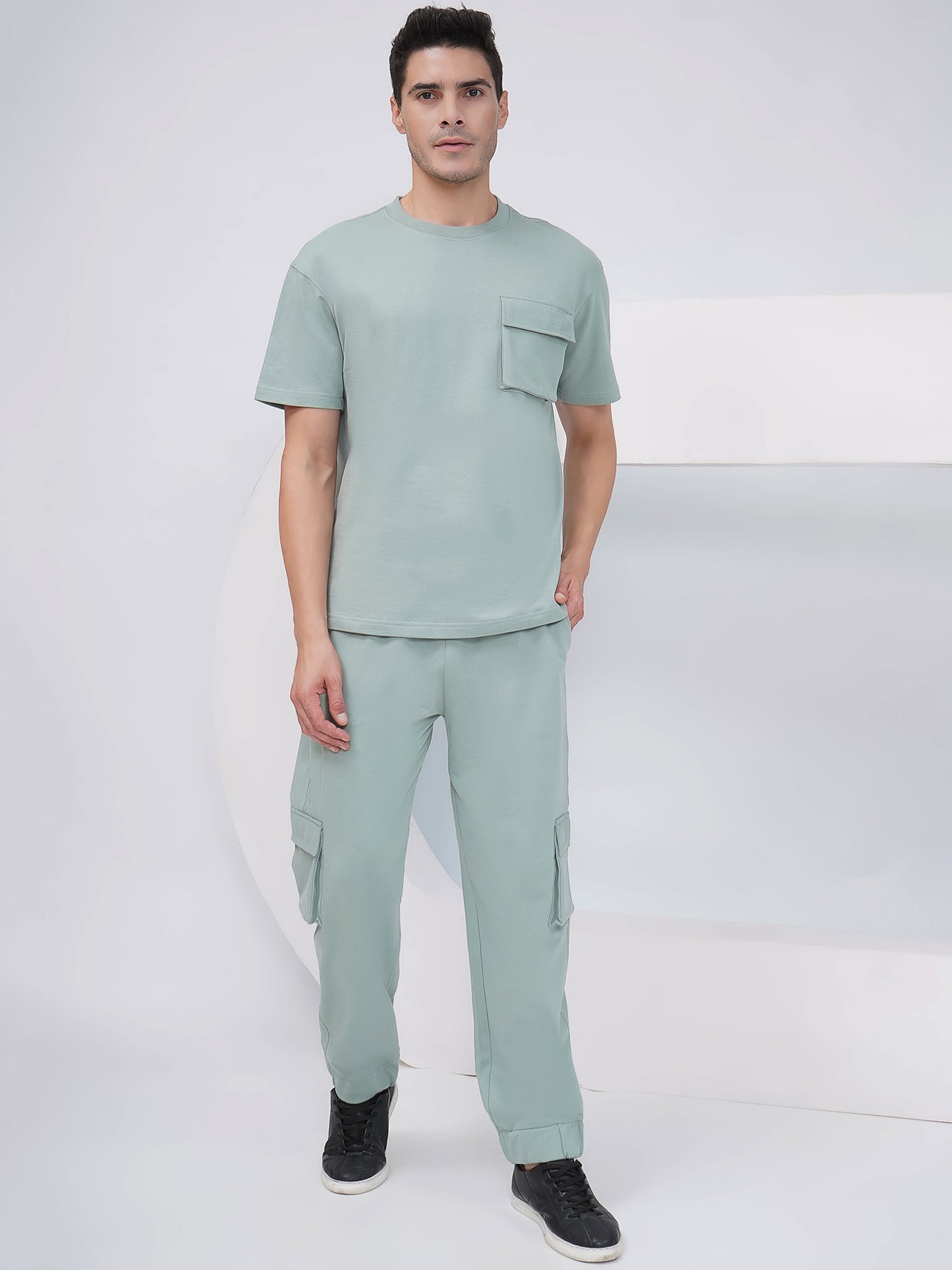 Sage Green Cargo Joggers-KML001