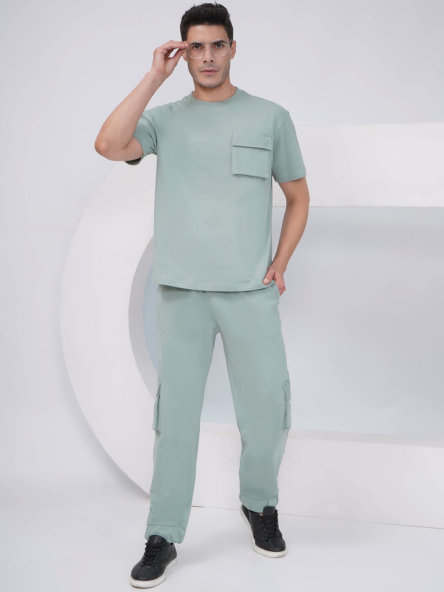 Sage Green Men's Co-ord Set with Utility Pockets –  - KMCS006