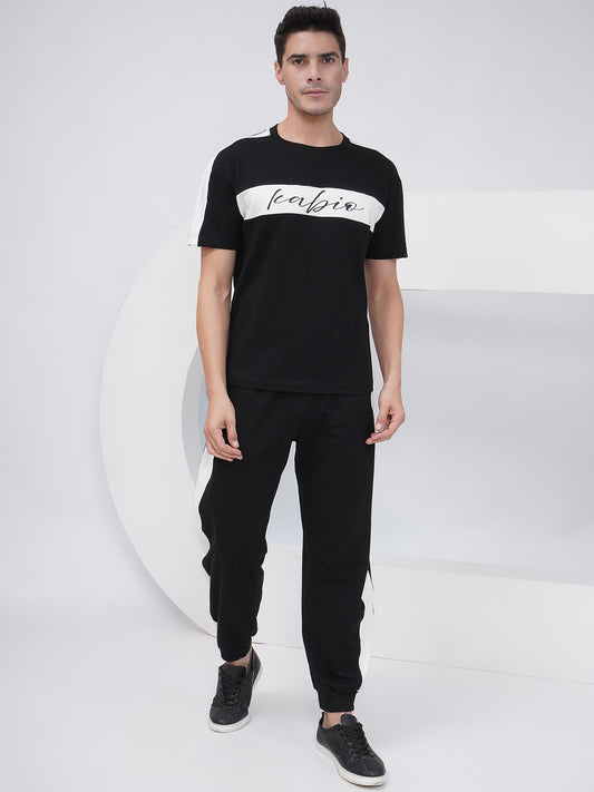 Men’s Black Contrast Panel Co-Ord Set – KMCS004