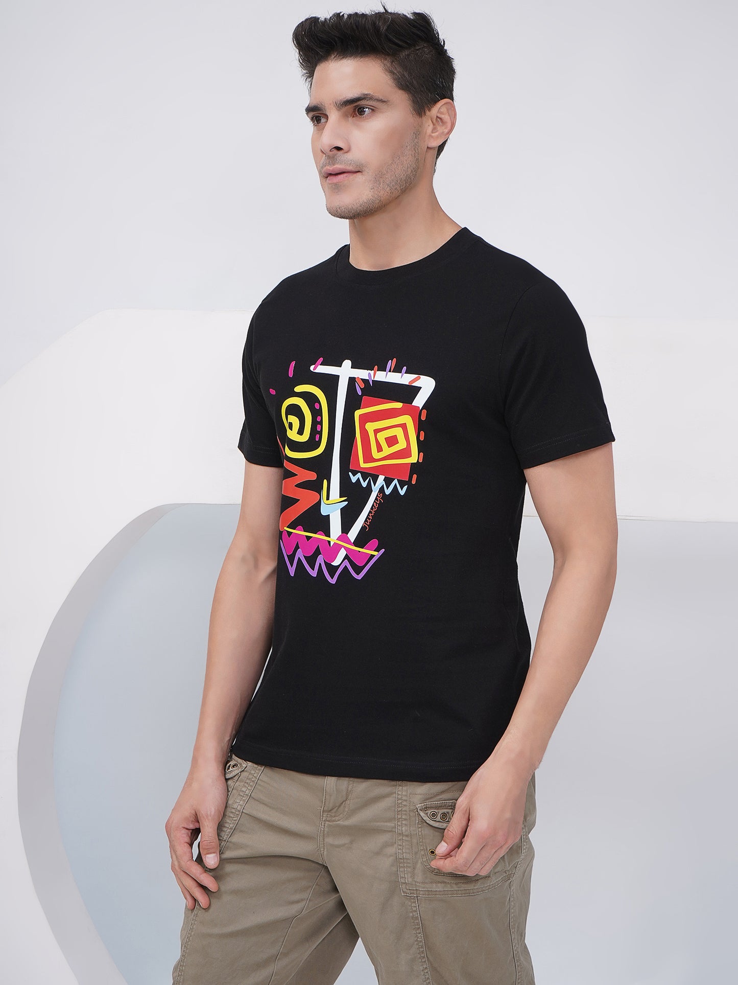 Black Men’s Graphic Print T-Shirt – KMRT002