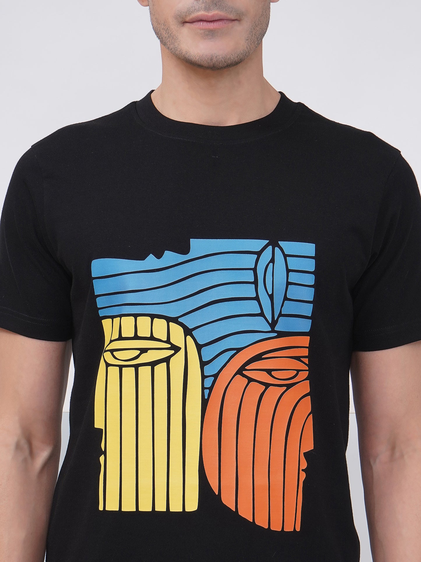 Men’s Black Graphic Print T-Shirt – KMRT003