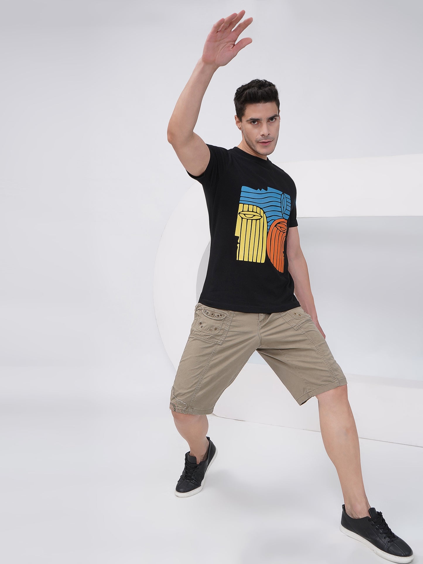 Men’s Black Graphic Print T-Shirt – KMRT003