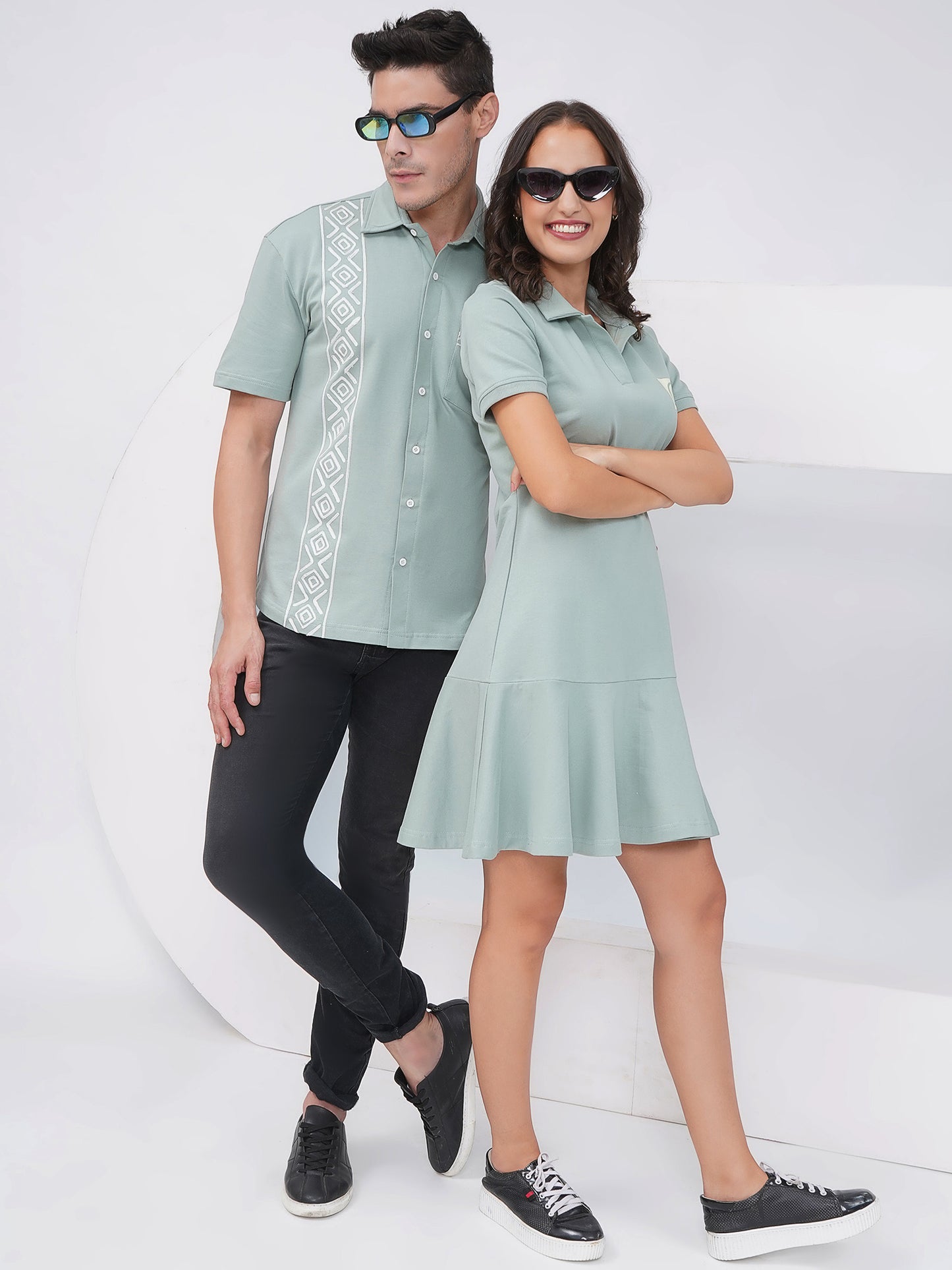 Sage Green Premium Cotton Couple Set-KD003