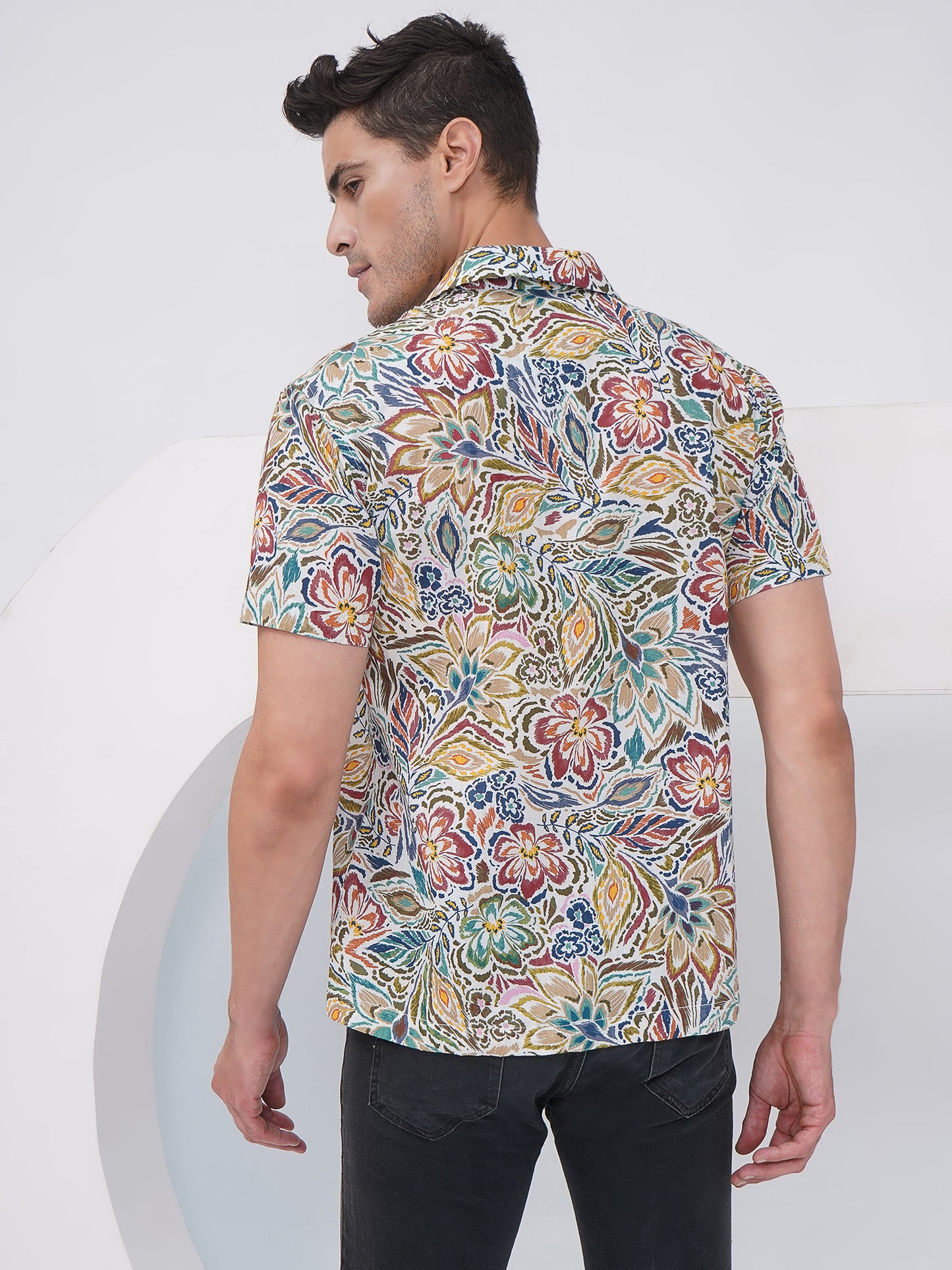 Multicolor Relaxed Fit Floral Print Casual Shirt- KMS002