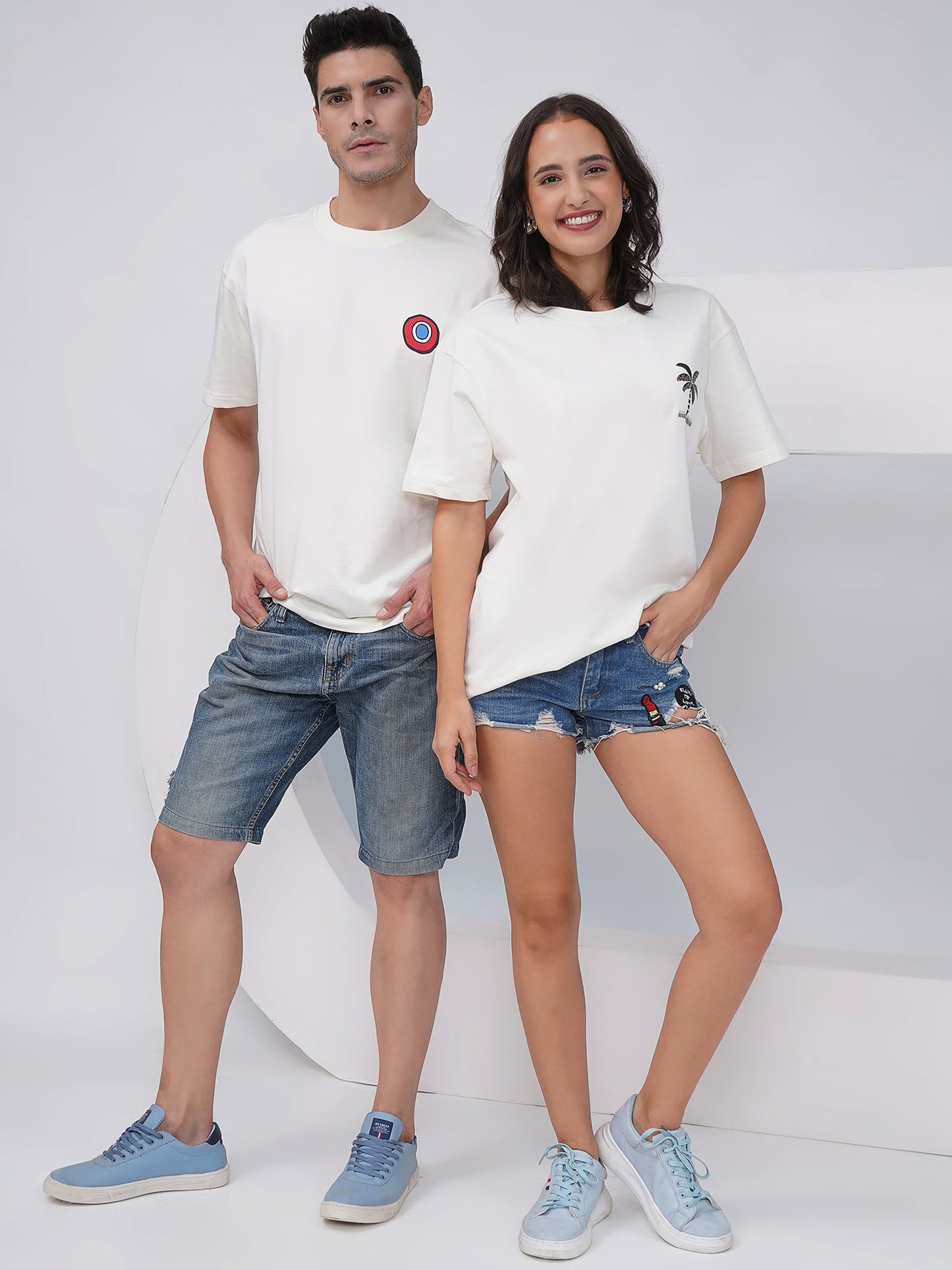 Unisex Oversized T-Shirts – Off White (Set of 2)- KD004