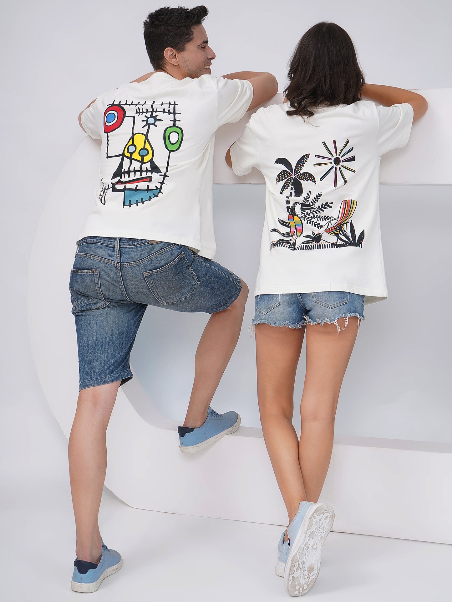 Unisex Oversized T-Shirts – Off White (Set of 2)- KD004