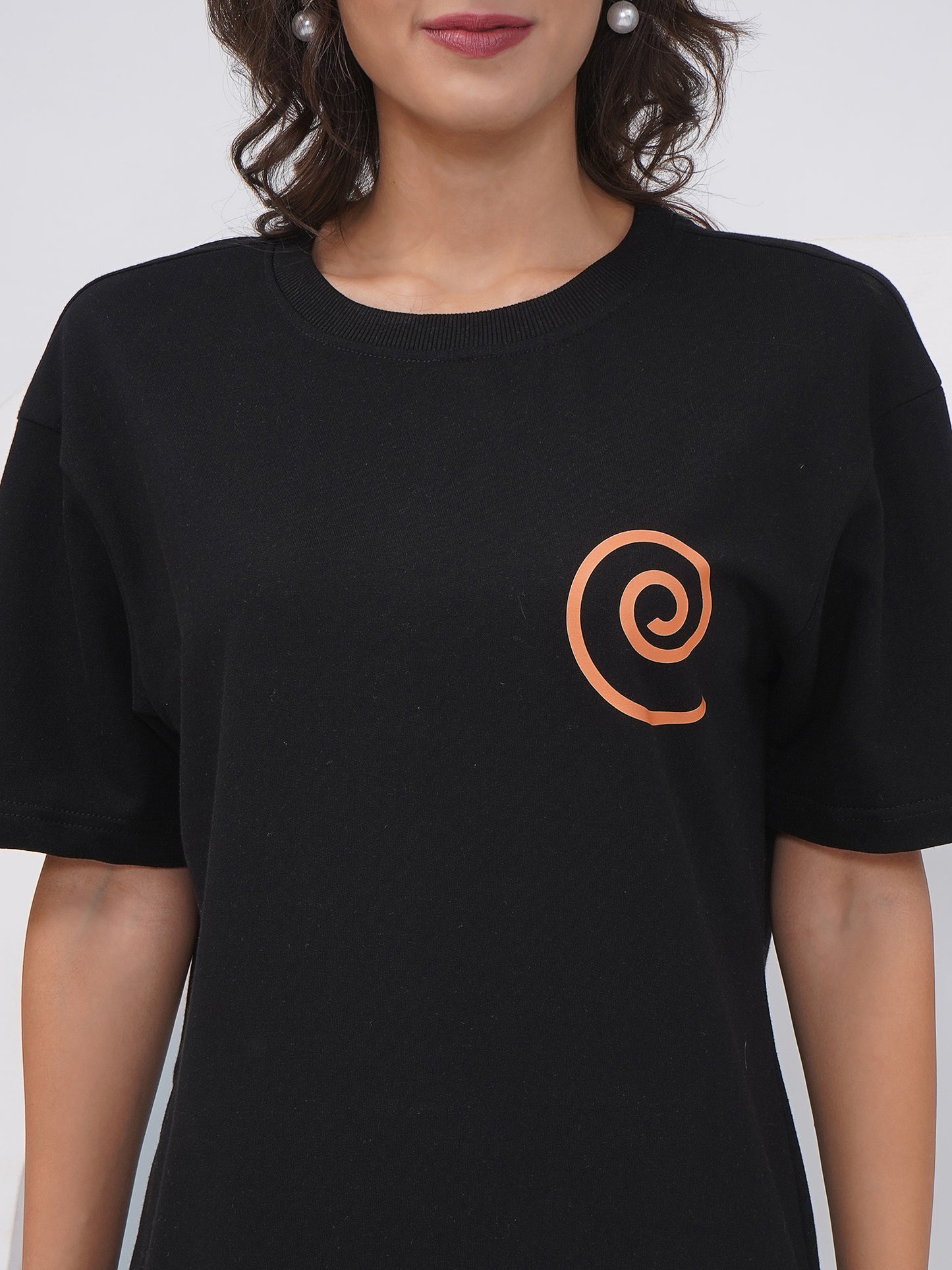 Black Oversized Graphic Back Print T-Shirt – KWOT013