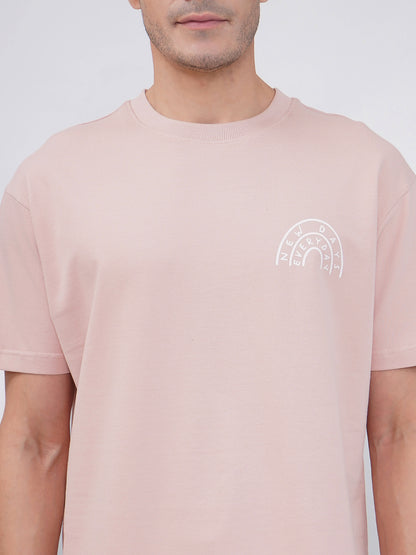 Dusty Pink Men’s Oversized Everyday Graphic T-Shirt – KMOT009