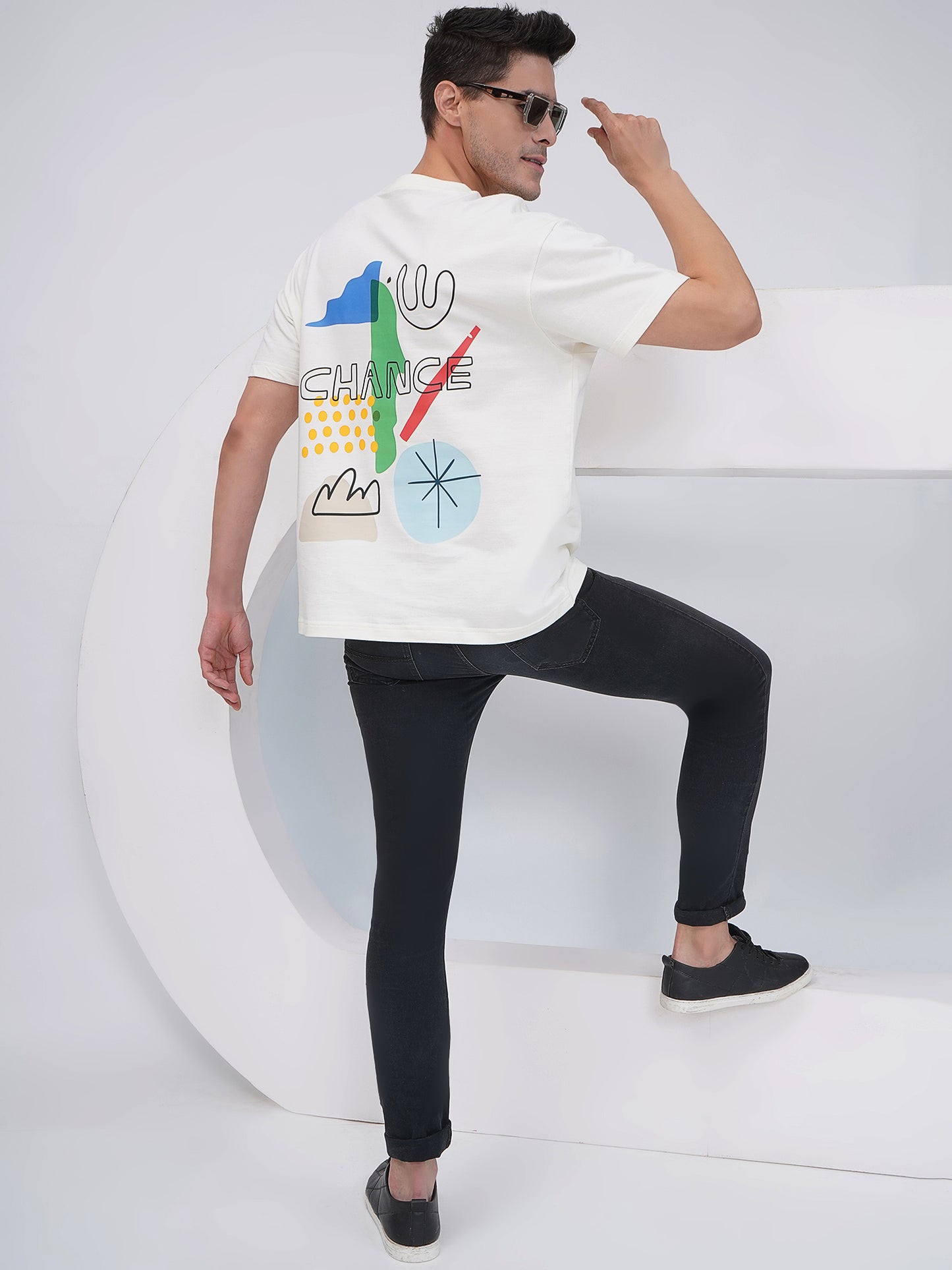 Chance Abstract Graphic Oversized T Shirt- KMOT006