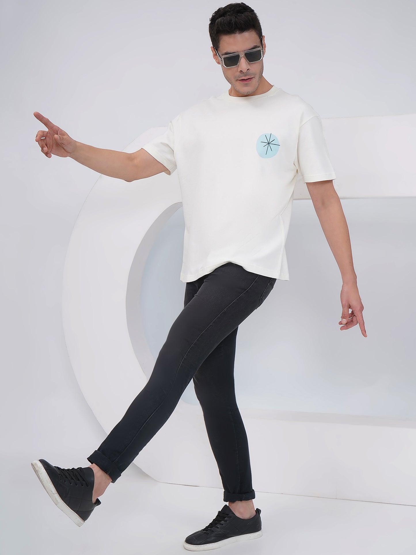 Chance Abstract Graphic Oversized T Shirt- KMOT006