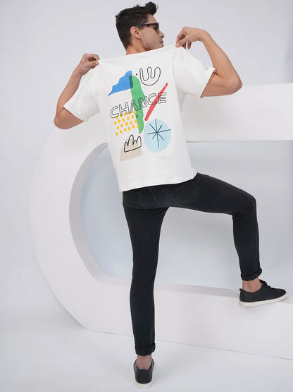 Chance Abstract Graphic Oversized T Shirt- KMOT006
