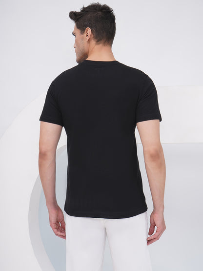 Men's Black Regular Fit Graphic T-Shirt - KMRT001