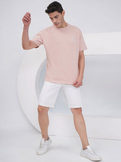 Dusty Pink Men’s Oversized Everyday Graphic T-Shirt – KMOT009