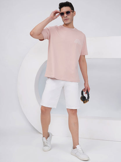 Dusty Pink Men’s Oversized Everyday Graphic T-Shirt – KMOT009