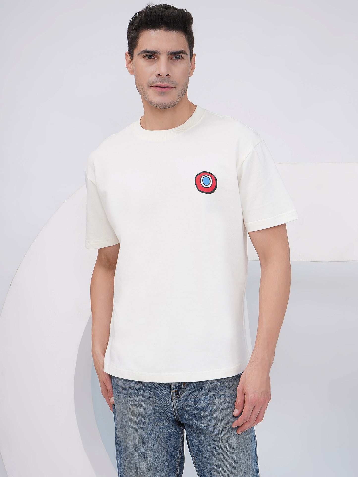 Off White Men’s Oversized Graphic Back Print T-Shirt- KMOT005