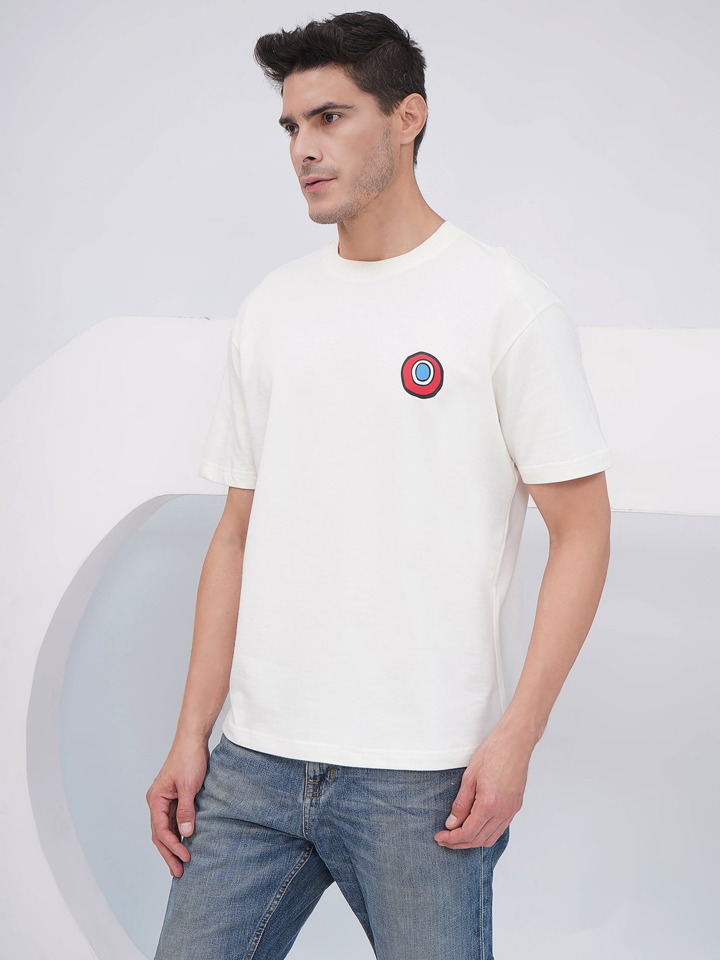 Off White Men’s Oversized Graphic Back Print T-Shirt- KMOT005