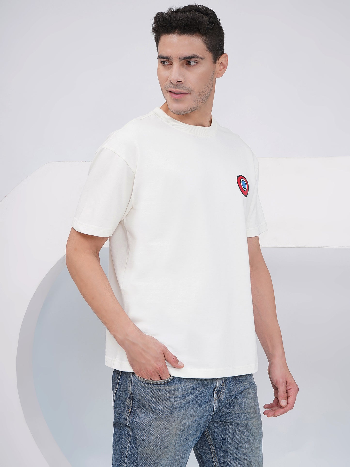 Off White Men’s Oversized Graphic Back Print T-Shirt- KMOT005