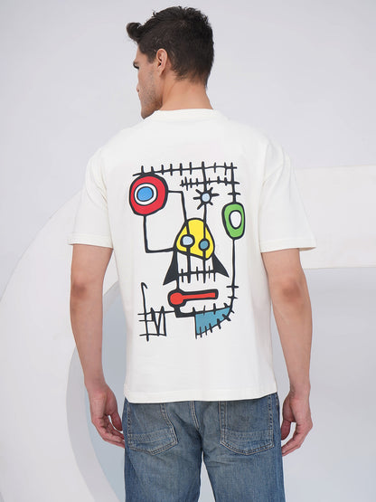 Off White Men’s Oversized Graphic Back Print T-Shirt- KMOT005