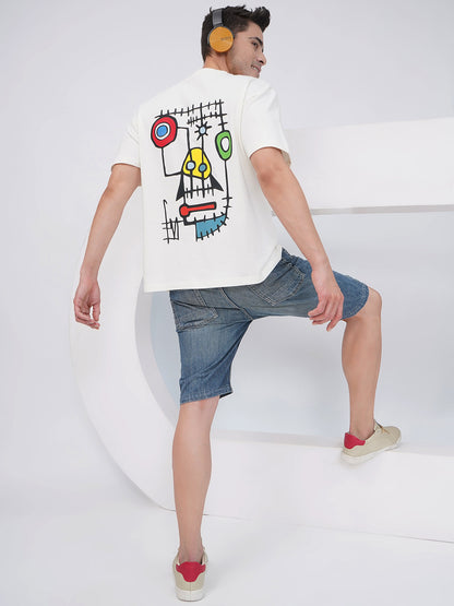 Off White Men’s Oversized Graphic Back Print T-Shirt- KMOT005