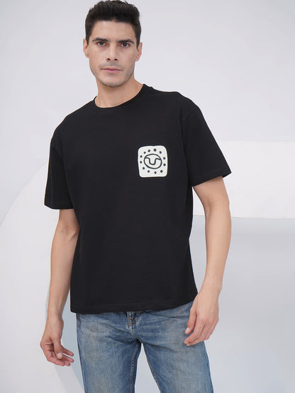 Black Men's Oversized T-Shirt with Back Print – KMOT004