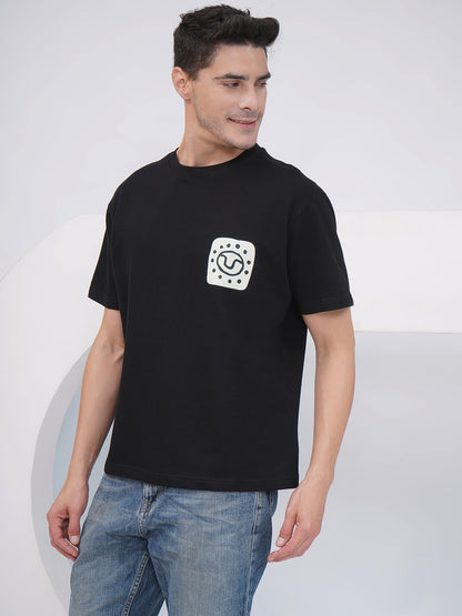 Black Men's Oversized T-Shirt with Back Print – KMOT004