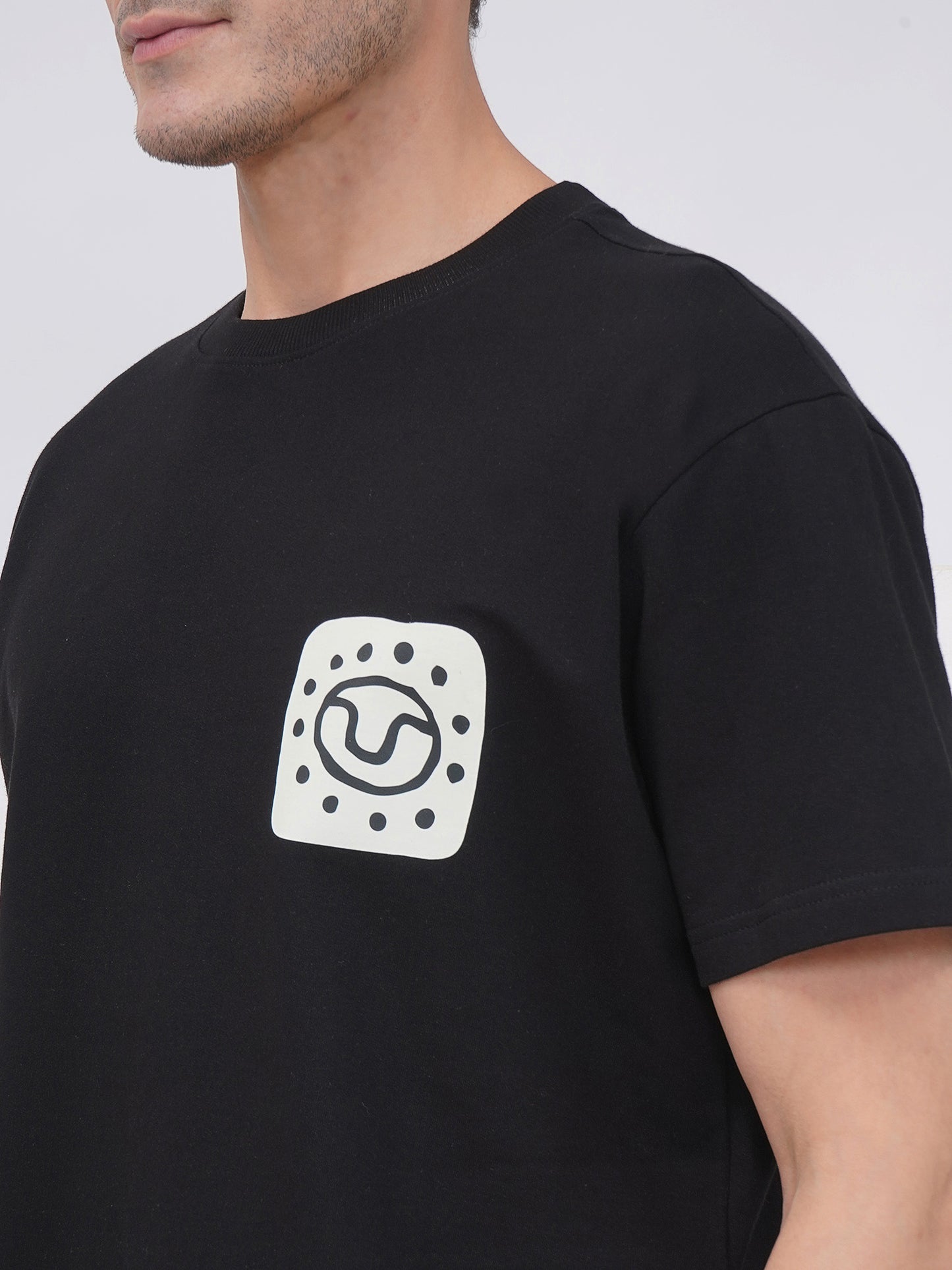 Black Men's Oversized T-Shirt with Back Print – KMOT004