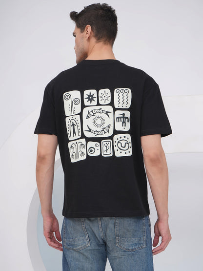 Black Men's Oversized T-Shirt with Back Print – KMOT004