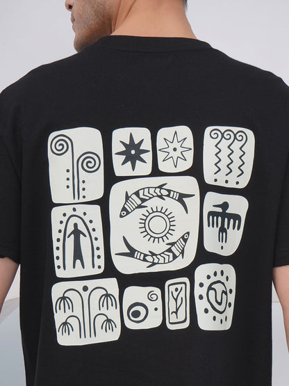 Black Men's Oversized T-Shirt with Back Print – KMOT004