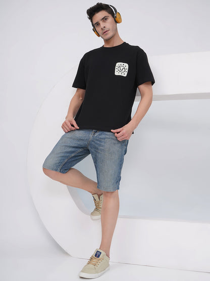 Black Men's Oversized T-Shirt with Back Print – KMOT004