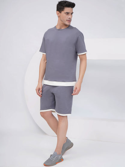 Men’s Slate Grey Contrast Trim Co-Ord Set - KMCS002