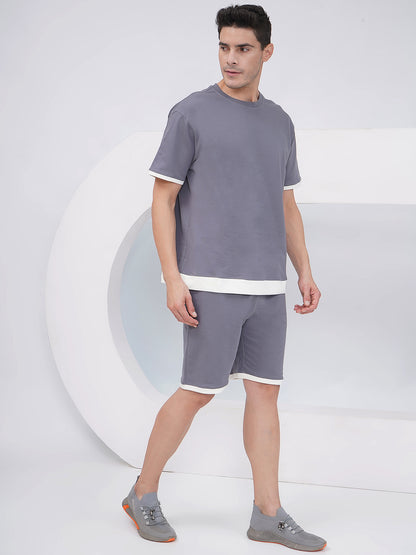 Men’s Slate Grey Contrast Trim Co-Ord Set - KMCS002