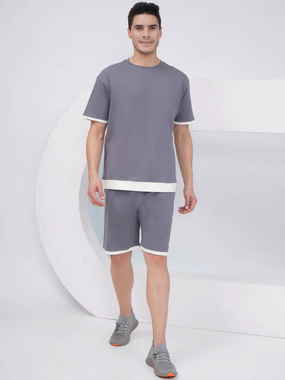 Men’s Slate Grey Contrast Trim Co-Ord Set - KMCS002