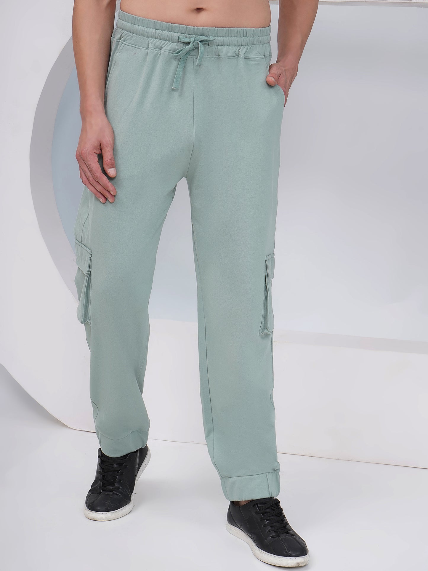 Sage Green Cargo Joggers-KML001