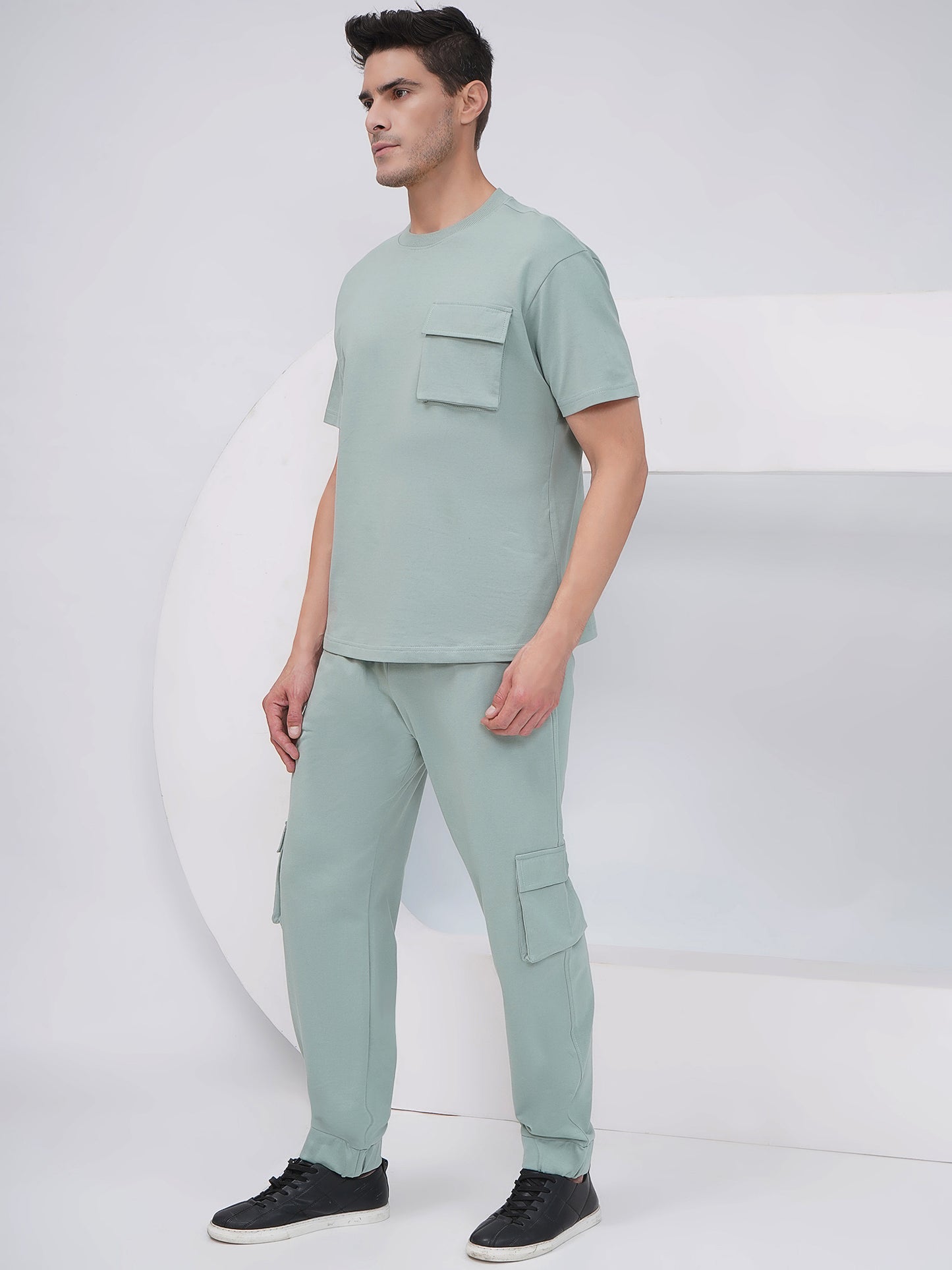 Sage Green Men's Co-ord Set with Utility Pockets –  - KMCS006
