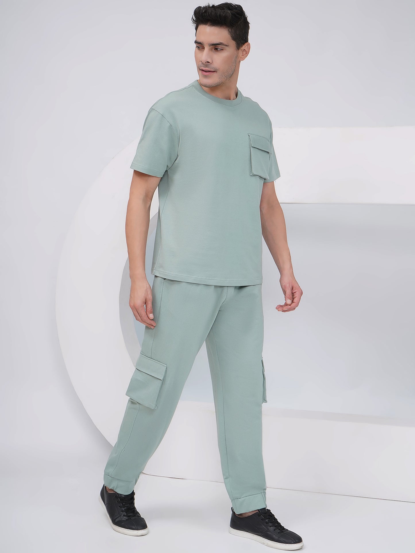 Sage Green Men's Co-ord Set with Utility Pockets –  - KMCS006